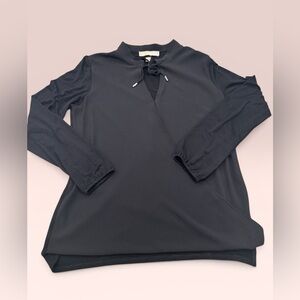 Michael Kors Black Long Sleeve Tie Neck Tunic Top Size Small